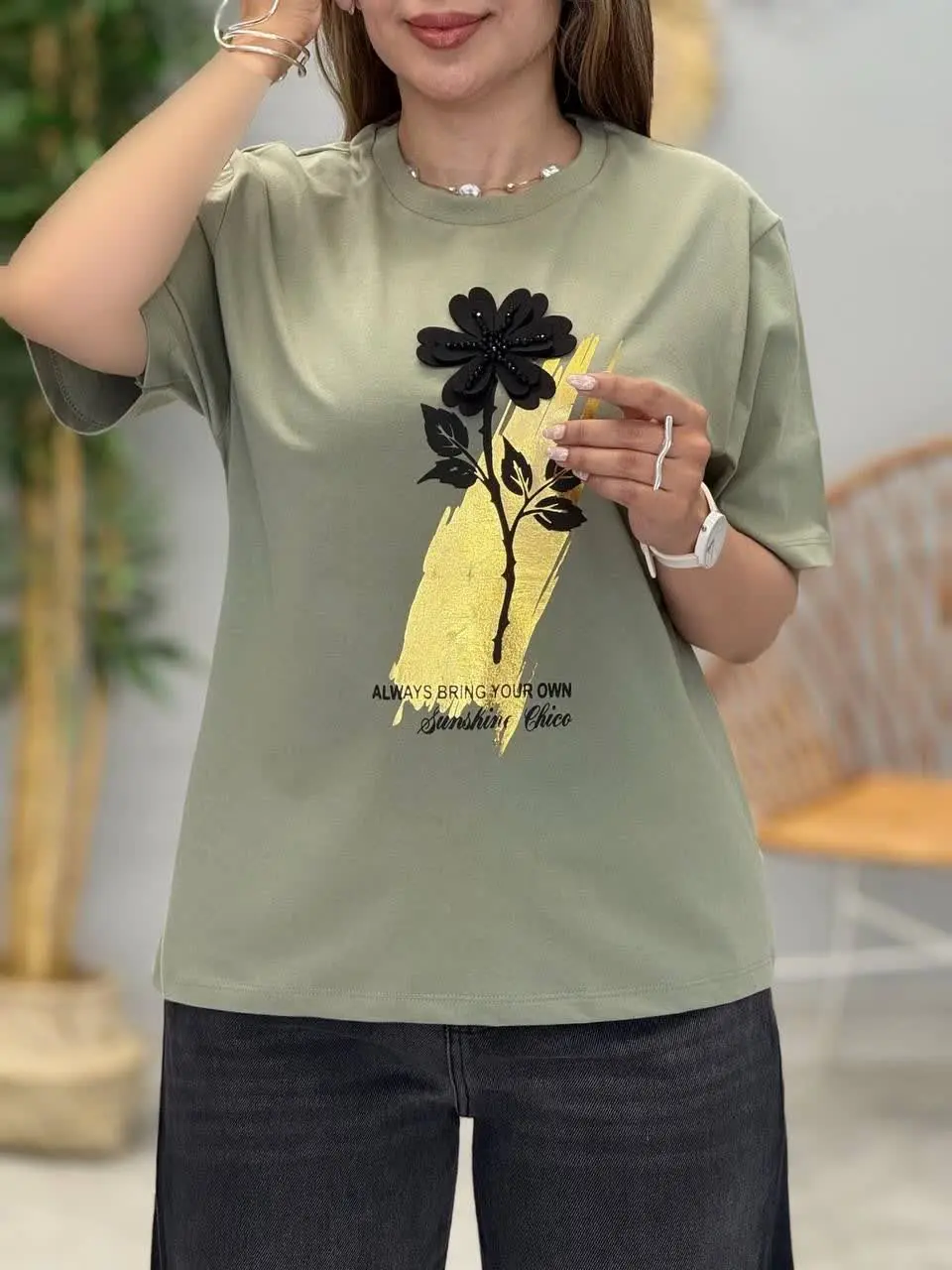 3418-تیشرت گل کد 453